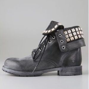 Frye Women's Black Rogan Studded Combat Boots size 8